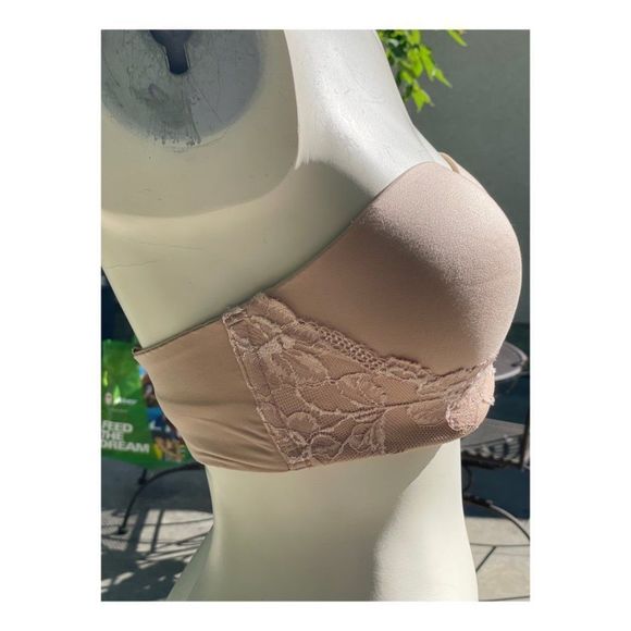 Victoria's Secret Body By Victoria Lined Strapless Bra Nude 34DD Lace Detail - Picture 3 of 9